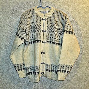 Cream and Black Cardigan Sweater